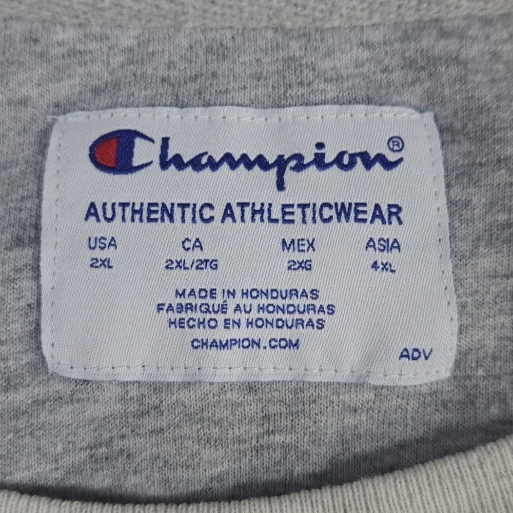 Champion spellout logo 2-tone gray casual daily preppy 2XL pullover sweatshirt
